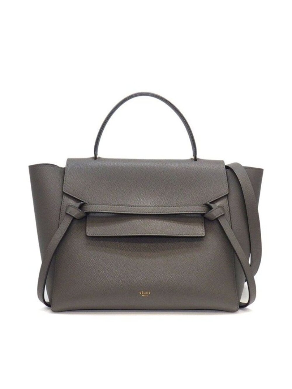 Celine Handle Shoulder Bag Mini Gray Calfskin Gold